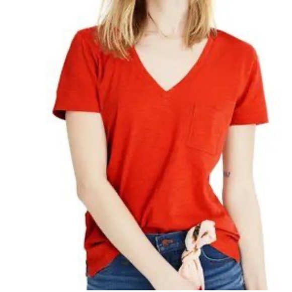 Madewell Whisper Cotton V-Neck Pocket Tee Short Sleeve - Picture 1 of 5